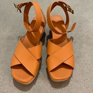 Everlane leather clog sandals with a 2” heel in size 10.